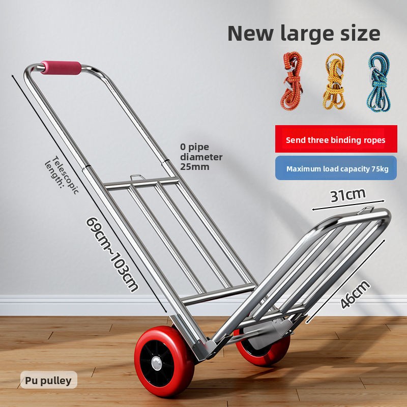 Pull Cart Fold - Hand-pulled Cart Folding Portable Luggage Shopping