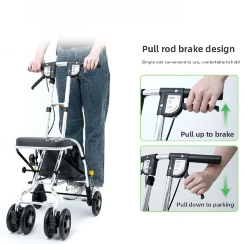 Folding Rollator Walker with S - Pull Cart Fold ulasan dan harga
