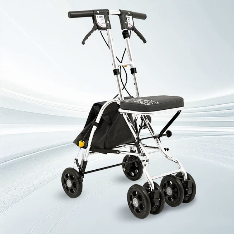 Folding Rollator Walker with S - Pull Cart Fold ulasan dan harga