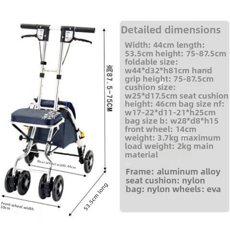 Folding Rollator Walker with S - Pull Cart Fold ulasan dan harga