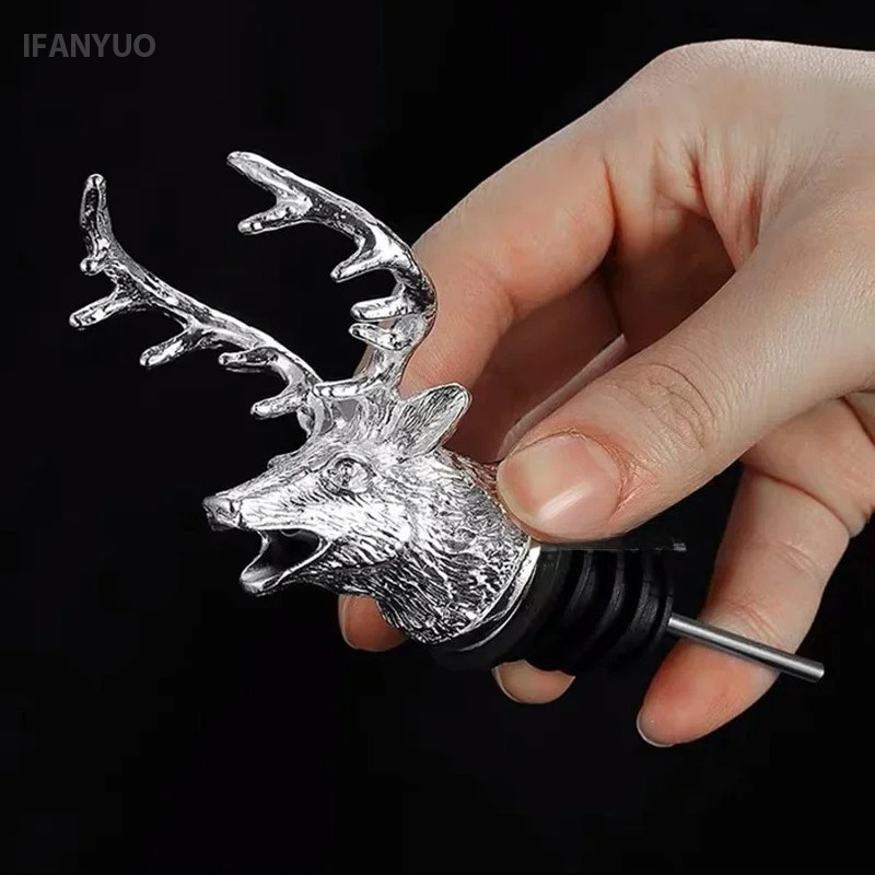 Zinc Alloy Deer Head Wine Pour - Head Racket Boom ulasan dan harga